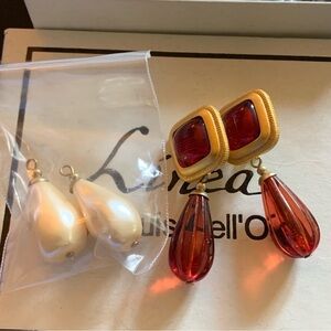 🆕 Linea by Louis Dell’olio Earrings Cabochon Faux Pearl Clip On